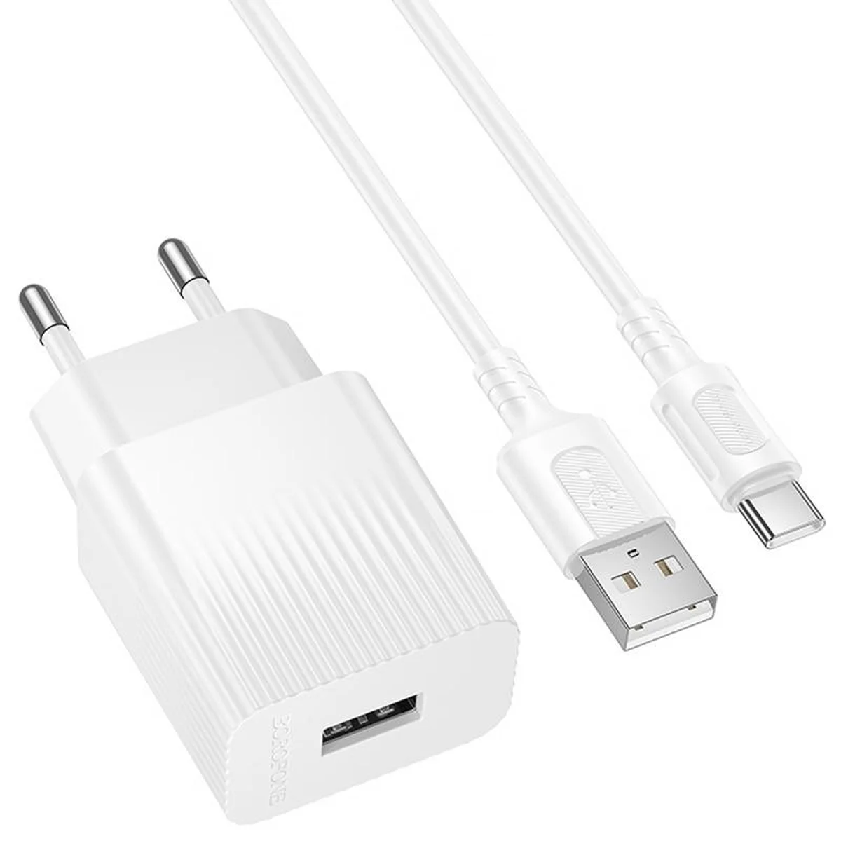 СЗУ Borofone BAS71A Source 10.5W (1USB-A) + кабель USB to Type-C White