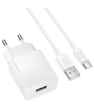 СЗУ Borofone BAS71A Source 10.5W (1USB-A) + кабель USB для Type-C White