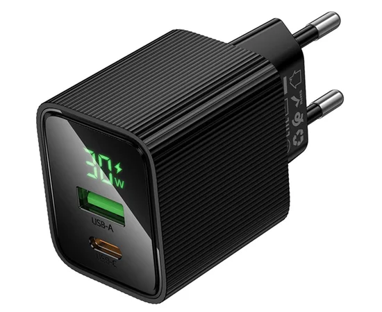 СЗУ Hoco CS84A Excellent with digital display PD30W+QC3.0 (1USB-A/1C) Black