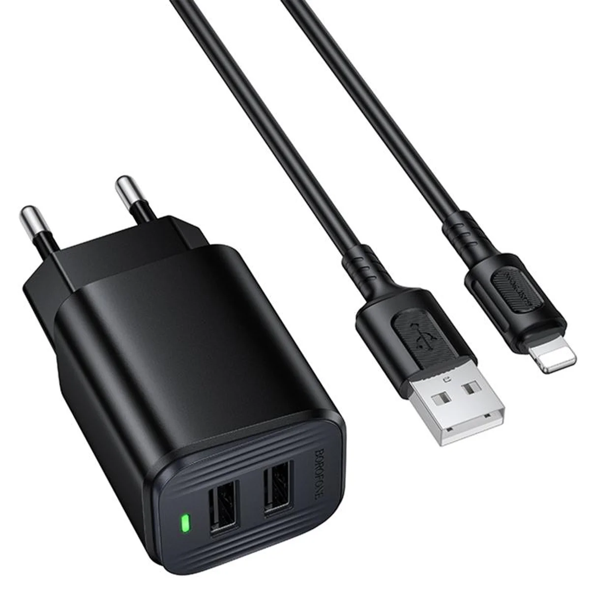СЗУ Borofone BAS81A Star 10.5W (2USB-A) + кабель USB to Lightning Black