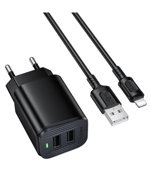 СЗУ Borofone BAS81A Star 10.5W (2USB-A) + кабель USB to Lightning Black