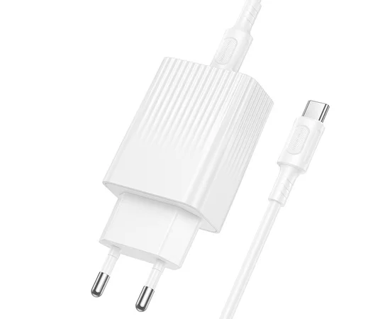 СЗУ Borofone BAS73A Source PD20W (1USB-C) + кабель Type-C to Type-C White