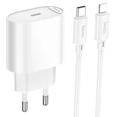 СЗУ Hoco C109A Fighter PD20W+QC3.0 (1USB-A/1C) + кабель Type-C to Lightning White