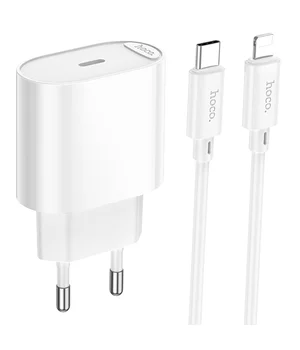 СЗУ Hoco C109A Fighter PD20W+QC3.0 (1USB-A/1C) + кабель Type-C to Lightning White