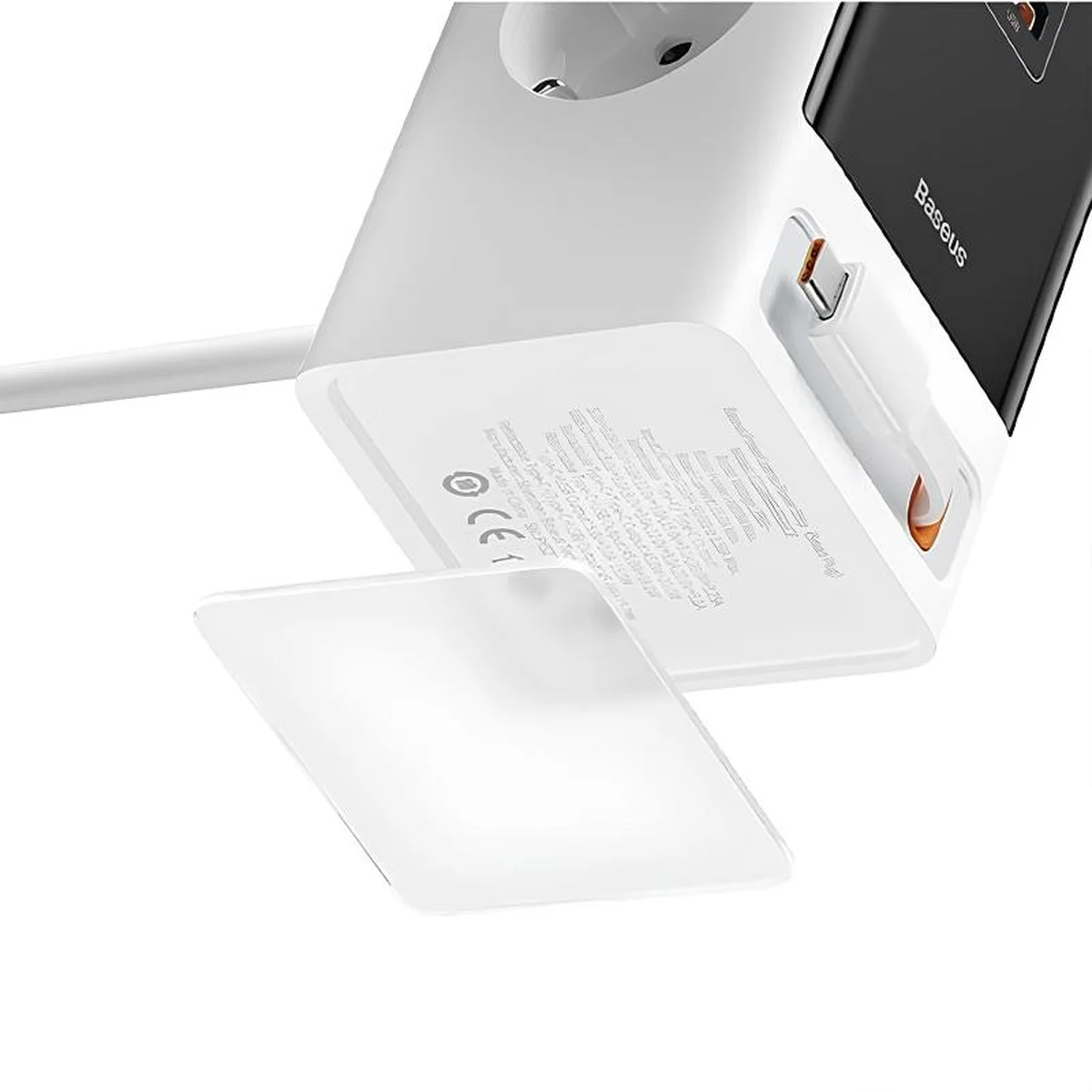 СЗУ Baseus OS PowerCombo Digital PowerStrip+Retractable-C 65W (1USB-A/1C/2Socket) (1.5m) (PSLR000) Glacier White