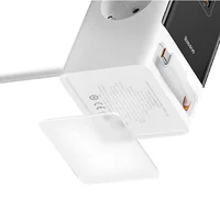 СЗУ Baseus OS PowerCombo Digital PowerStrip+Retractable-C 65W (1USB-A/1C/2Socket) (1.5m) (PSLR000) Glacier White