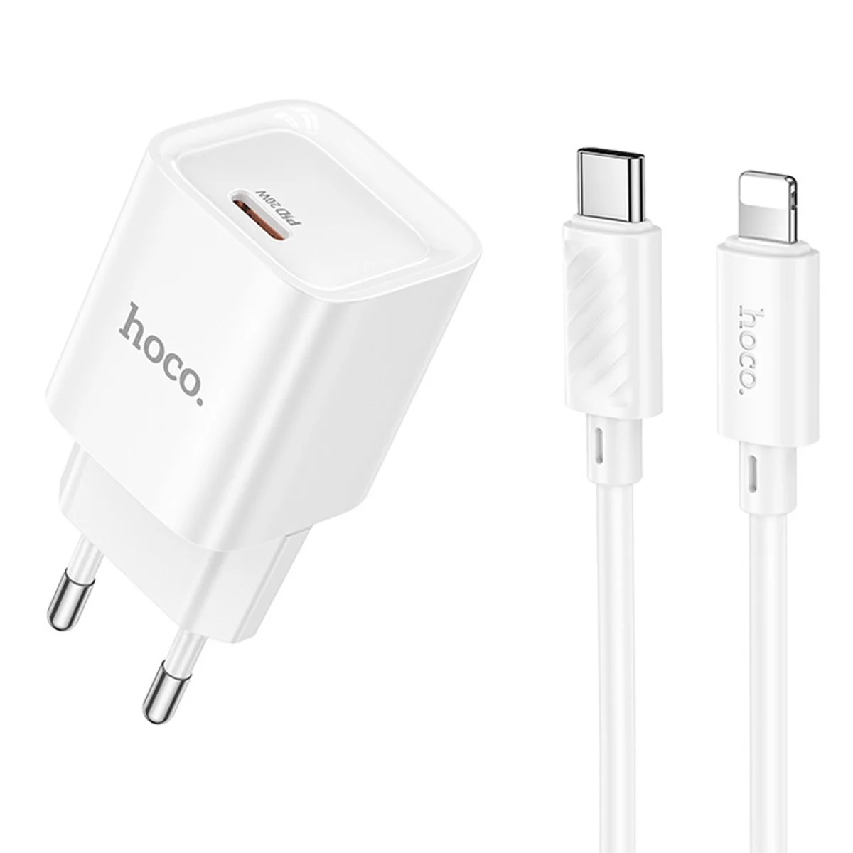 СЗУ Hoco C146A Charm PD20W (1USB-C) + кабель Type-C to Lightning White