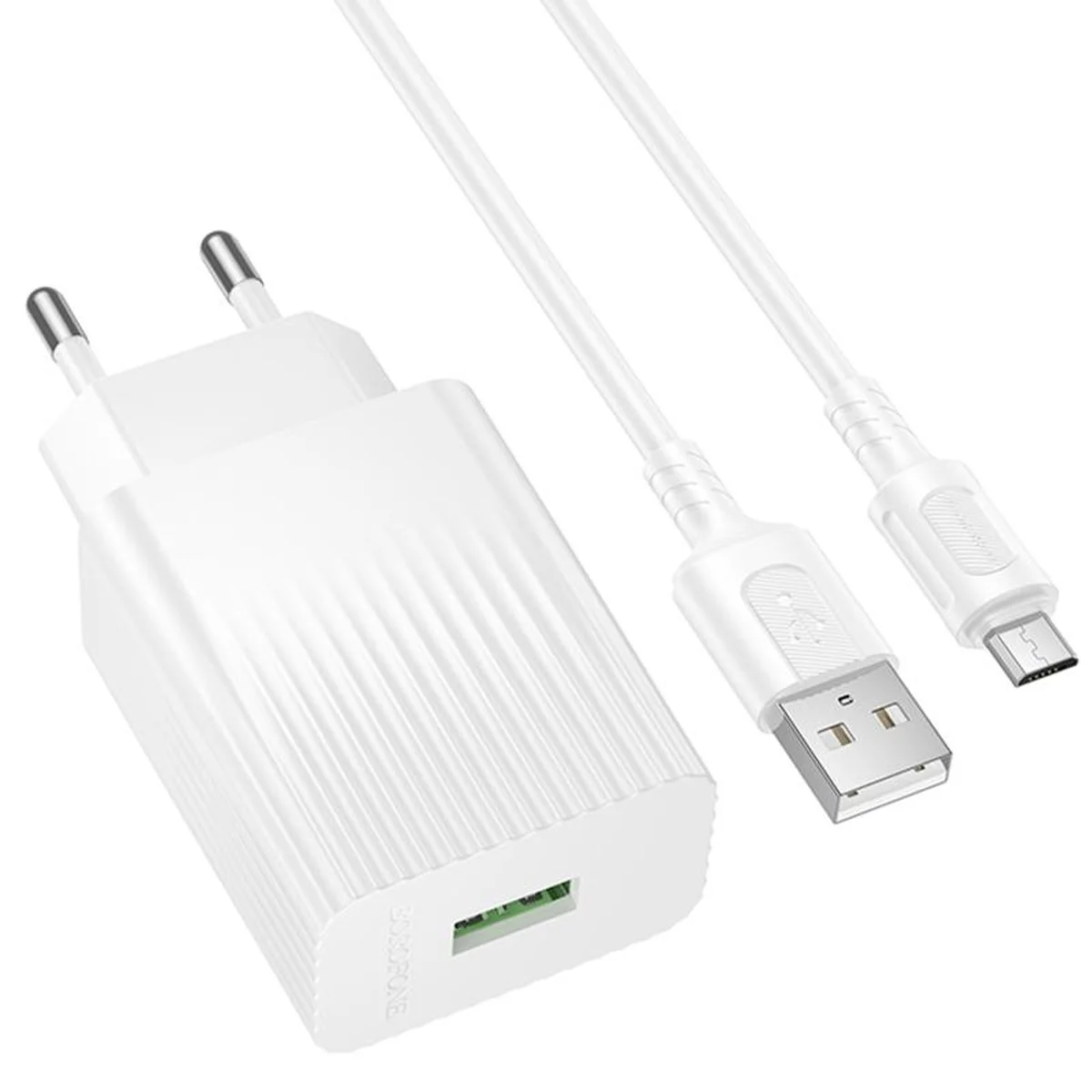 СЗУ Borofone BAS72A Source QC3.0 (1USB-A) + кабель USB to MicroUSB White