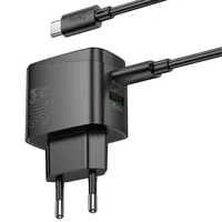 СЗУ Hoco CS61A Bright PD30W+QC3.0 (1USB-A/1C) + кабель Type-C to Type-C Black