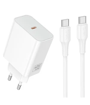СЗУ Hoco C162A Source PD40W (1USB-C) + кабель Type-C to Type-C White