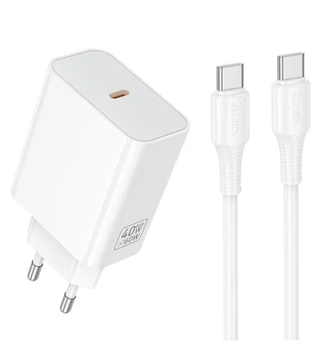 СЗУ Hoco C162A Source PD40W (1USB-C) + кабель Type-C to Type-C White