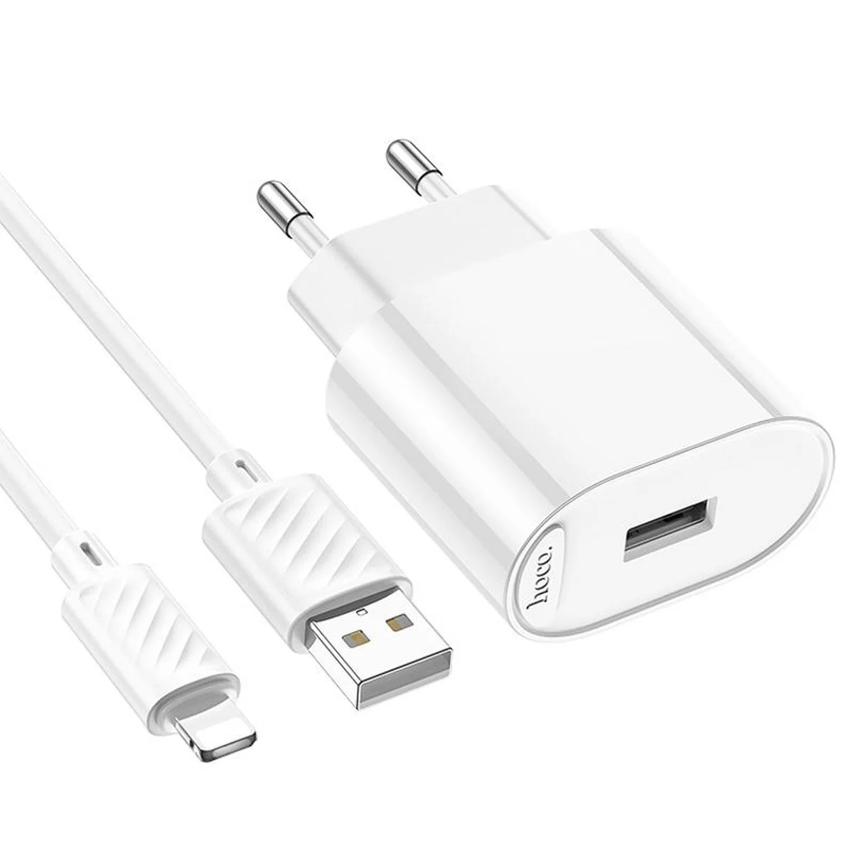 СЗУ Hoco C109A Fighter 10.5W (1USB-A) + кабель USB to Lightning White