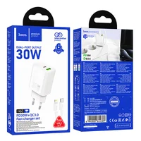 СЗУ Hoco N63 Gentle PD30W+QC3.0 (1USB-A/1C) + кабель Type-C to Lightning White