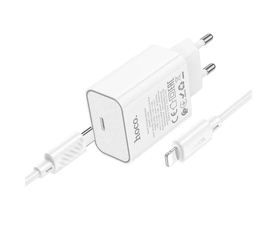 СЗУ Hoco C143A Benefit PD20W (1USB-C) + кабель Type-C to Lightning White