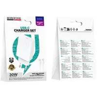 СЗУ Borofone BAS75A Source PD30W (1USB-C) + кабель Type-C to Type-C White
