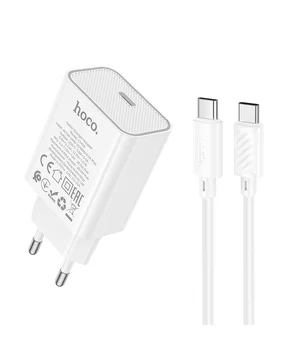СЗУ Hoco C143A Benefit PD20W (1USB-C) + кабель Type-C to Type-C White