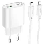 СЗУ Hoco C109A Fighter PD20W (1USB-C) + кабель Type-C to Lightning White