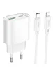 СЗУ Hoco C109A Fighter PD20W (1USB-C) + кабель Type-C to Lightning White