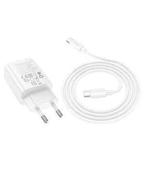 СЗУ Hoco N61 Gentle PD20W+QC3.0 (1USB-A/1C) + кабель Type-C to Type-C White