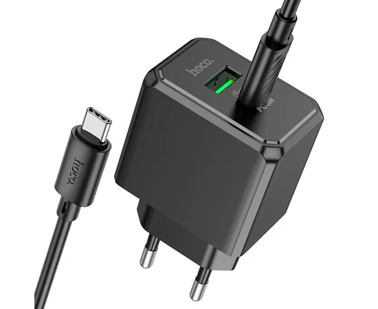 СЗУ Hoco CS14A PD20W+QC3.0 (1USB-A/1C) + Type-C to Type-C Black