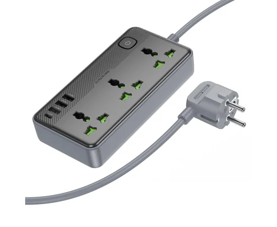 Удлинитель Borofone BAC2A (3USB-A/1C/3xSocket) (1.5m) Black