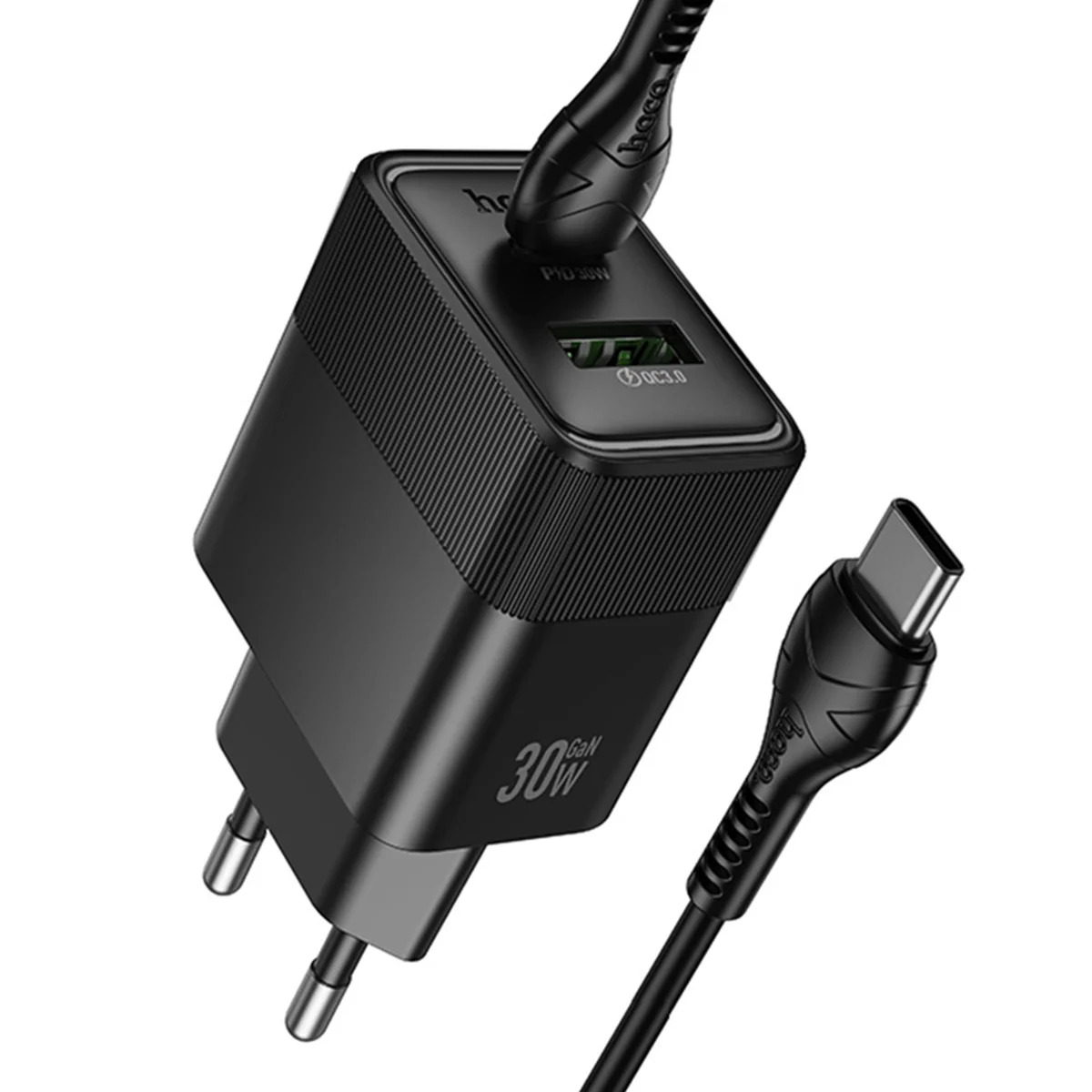 СЗУ Hoco CS112A Lounge PD30W+QC3.0 (1USB-A/1C) + кабель Type-C to Type-C Black