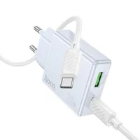 СЗУ Hoco C142A Direct PD20W+QC3.0 (1USB-A/1C) + кабель Type-C to Type-C Blue