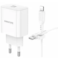 СЗУ Borofone BA81A PD20W (1USB-C) + кабель Type-C to Lightning White