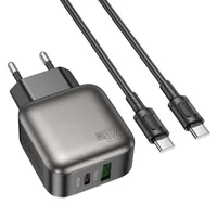 СЗУ Borofone BAS54A Absolute PD20W+QC3.0 (1USB-A/1C) + Type-C to Type-C Black