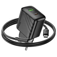 СЗУ Hoco CS25A Rico PD20W+QC3.0 (1USB-A/1C) + кабель Type-C to Type-C Black