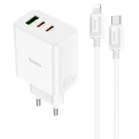 СЗУ Hoco C126A PD40W+QC3.0 (1USB/2Type-C) + Type-C to Lightning White