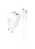 СЗУ Hoco N71 Nuevo PD30W+QC3.0 (1USB-A/1C) + кабель Type-C to Lightning White