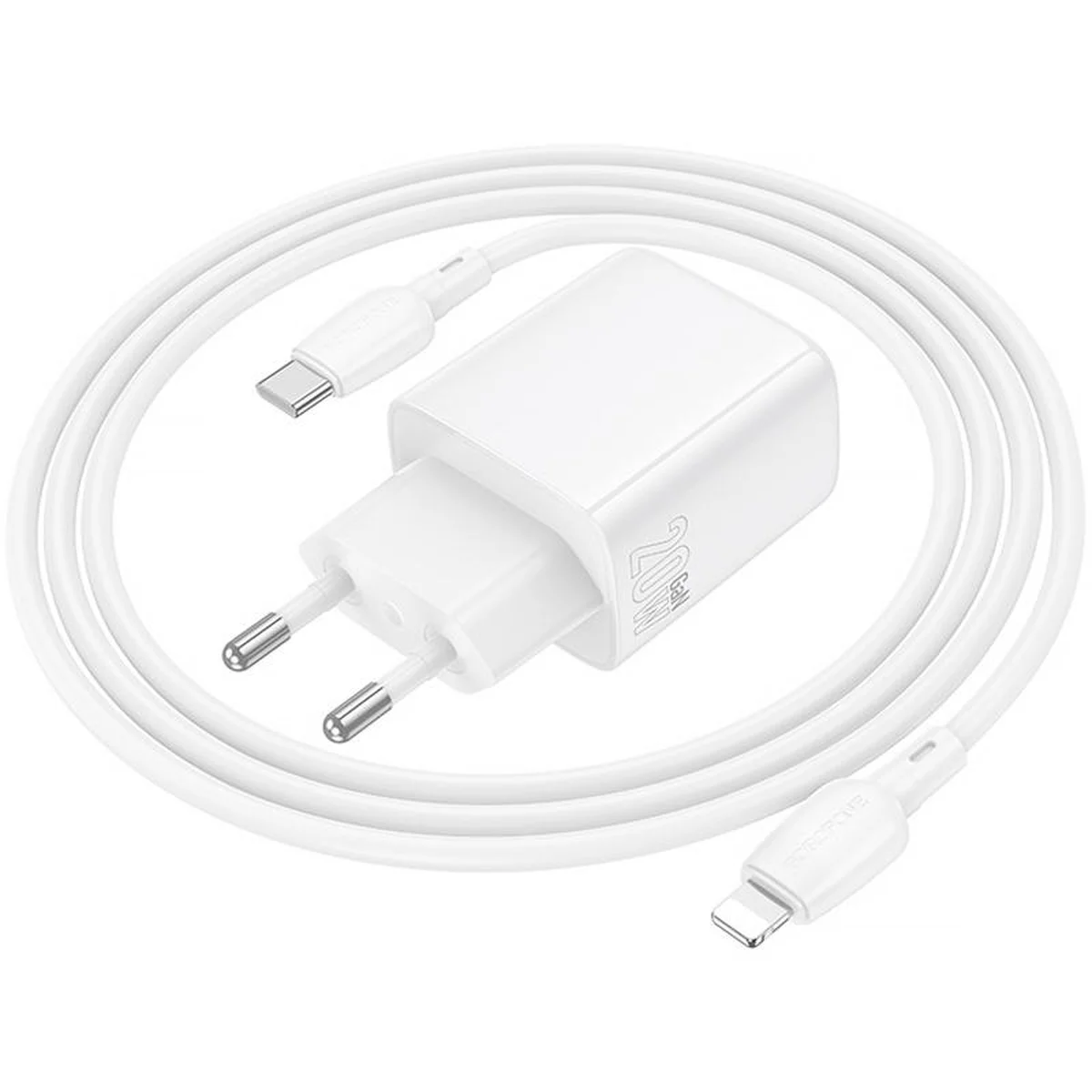СЗУ Borofone BN27 Fuente PD20W+QC3.0 (1USB-A/1C) + кабель Type-C to Lightning White