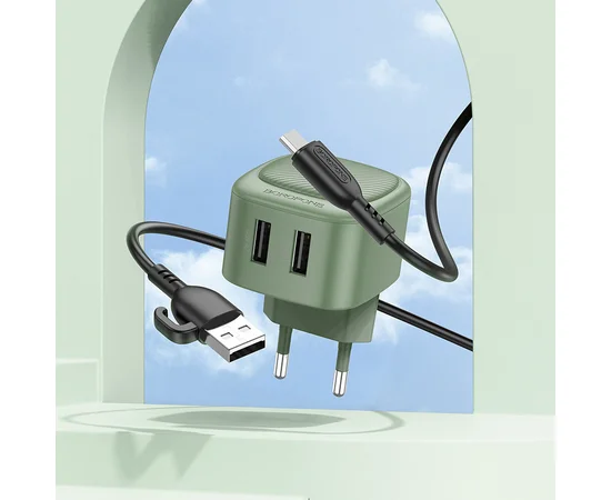 СЗУ Borofone BAS21A Special (2A) + Type-C Olive Green