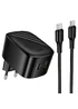 СЗУ Hoco CS101A Folding PD20W+QC3.0 (1USB-A/1C) + кабель Type-C to Type-C Black