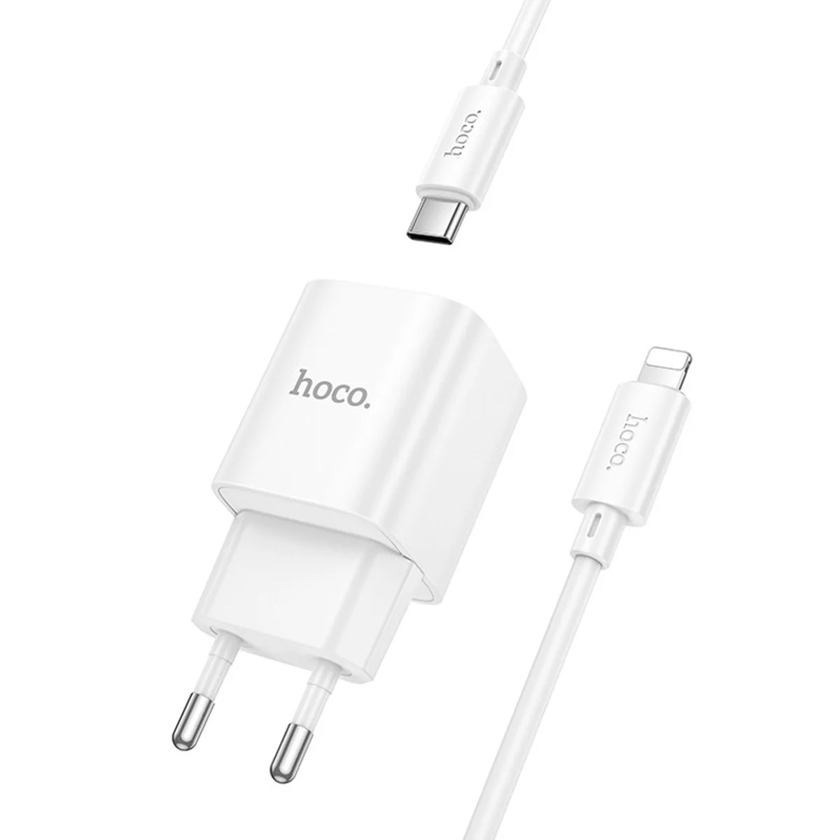 СЗУ Hoco C146A Charm PD20W (1USB-C) + кабель Type-C to Lightning White