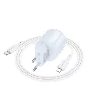 СЗУ Borofone BA94A Lustrous PD30W+QC3.0 (1USB-A/1C) + кабель Type-C to Lightning Blue