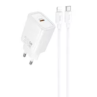 СЗУ Hoco N60 Gentle PD20W (1USB-C) + кабель Type-C to Lightning White