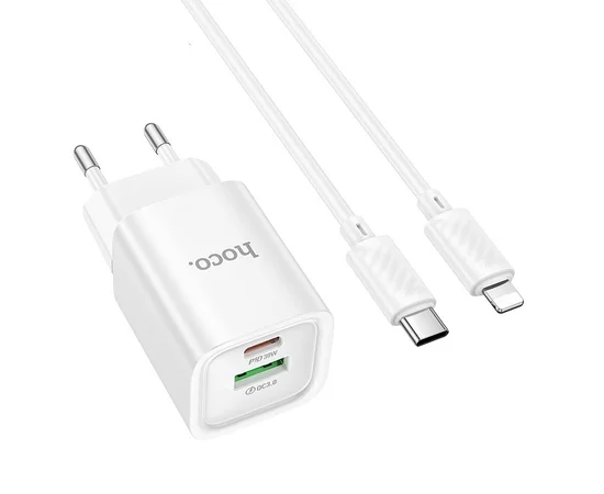 СЗУ Hoco C149A Charm PD30W+QC3.0 + Type-C to Lightning White