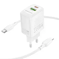 СЗУ Borofone BN27 Fuente PD20W+QC3.0 (1USB-A/1C) + кабель Type-C to Lightning White