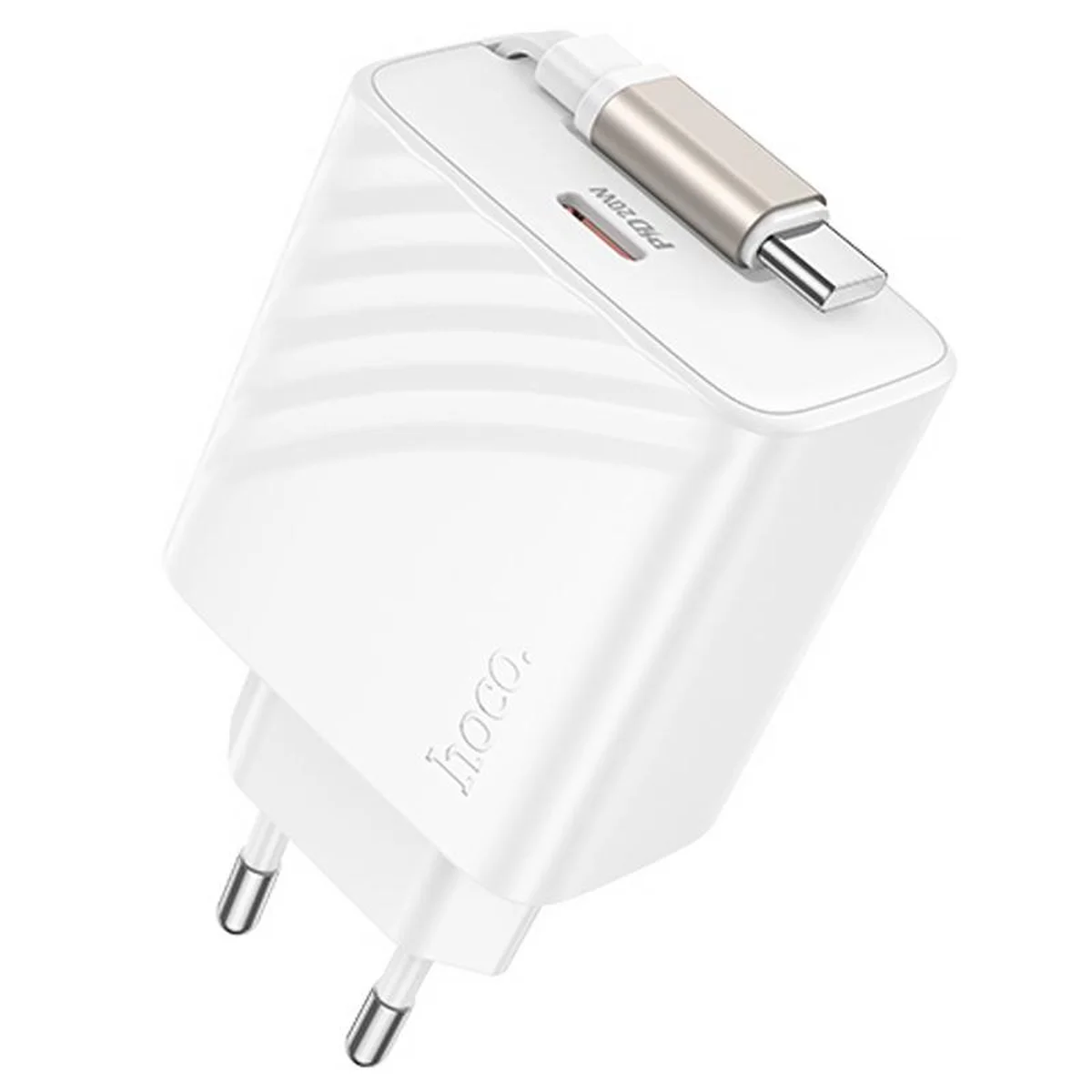 СЗУ Hoco N57 Full PD20W with retractable cable Type-C (2USB-C) White