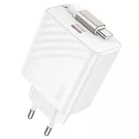 СЗУ Hoco N57 Full PD20W with retractable cable Type-C (2USB-C) White