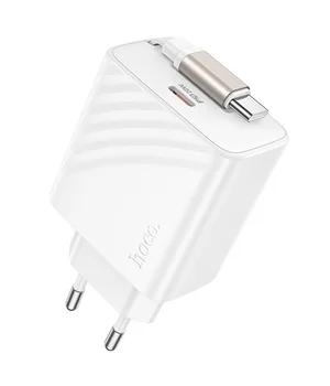СЗУ Hoco N57 Full PD20W with retractable cable Type-C (2USB-C) White