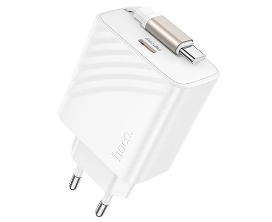 СЗУ Hoco N57 Full PD20W with retractable cable Type-C (2USB-C) White