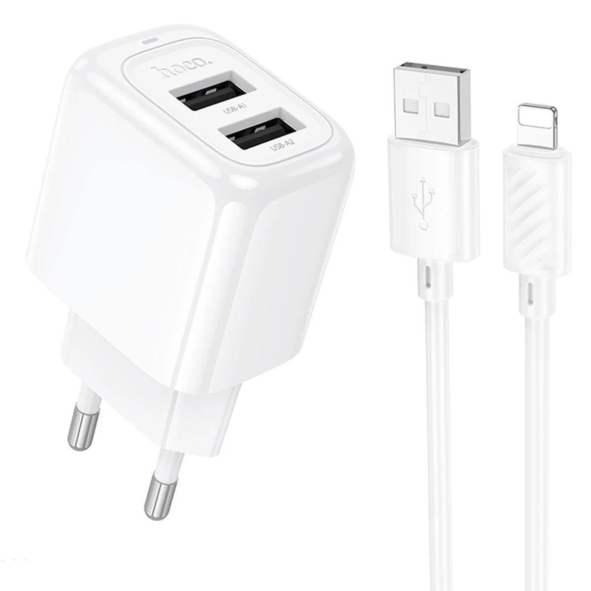 СЗУ Hoco CS51A Surplus (2USB-A) + кабель USB to Lightning White