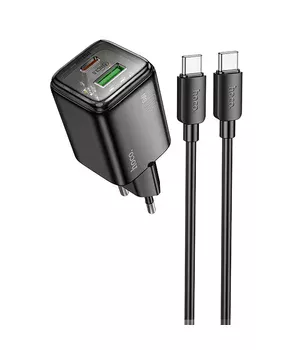 СЗУ Hoco N53 Monsoon PD30W+QC3.0 (1USB-A/1C) + Type-C to Type-C Black