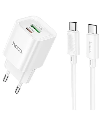 СЗУ Hoco C147A PD20W+QC3.0 (1USB-A/1C) + кабель Type-C to Type-C White СЗУ Hoco C147A PD20W+QC3.0 (1USB-A/1C) + кабель Type-C to Type-C White
