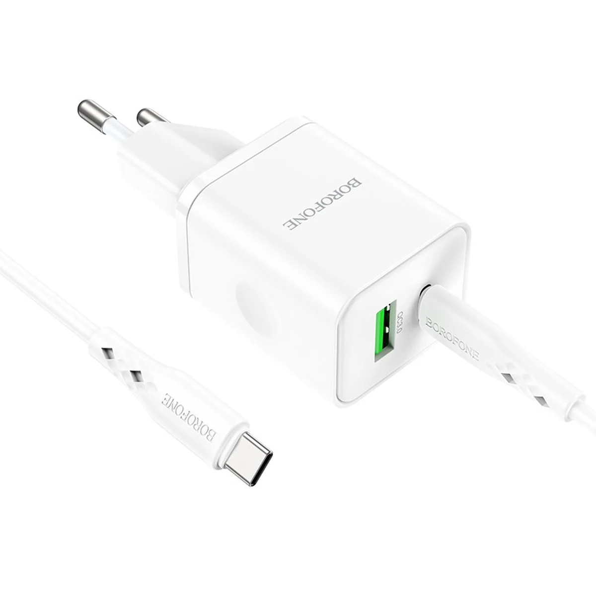 СЗУ Borofone BN7 PD20W+QC3.0 (1USB-A/1C) + кабель Type-C to Type-C White