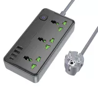 Удлинитель Borofone BAC2A (3USB-A/1C/3xSocket) (1.5m) Black