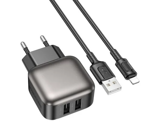 СЗУ Borofone BAS51A Absolute (2USB-A) + Lightning Black